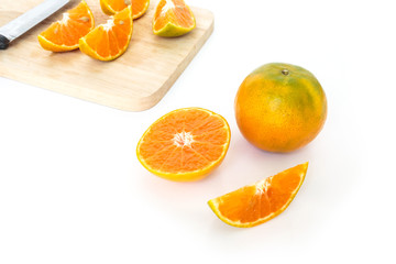 orange slice fruit fresh on white background