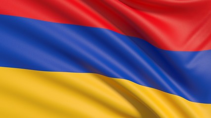 The national flag of Armenia, the Armenian Tricolour. Waved highly detailed fabric texture.
