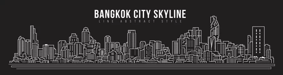Foto op Canvas Cityscape Building skyline panorama Line art Illustration design - Bangkok city © ananaline