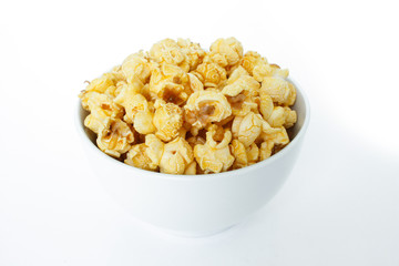 popcorn white bowl on white background