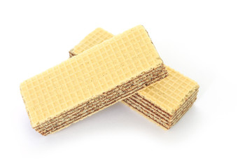 wafer chocolate dessert on white background