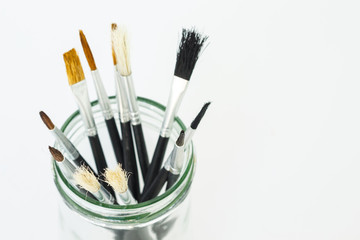 paint brush set tool art  on white background
