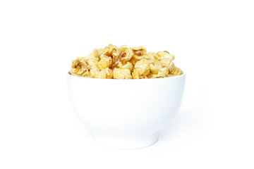 popcorn white bowl on white background