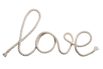 Word "love" written with rope, isolated on white background © Yeti Studio