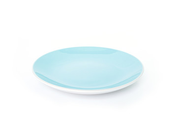 blue plate empty on white background