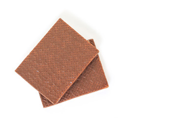 wafer chocolate dessert on white background