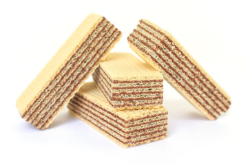 wafer chocolate dessert on white background