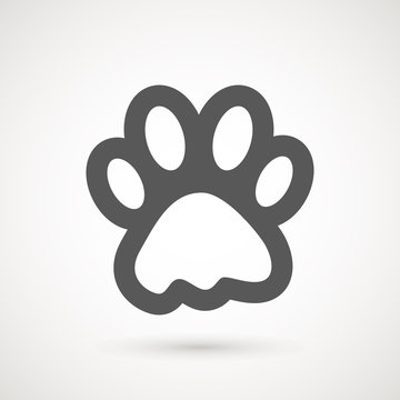 Paw Print icon. Logo. Vector Illustration. Isolated vector Illustration. Grey on White background