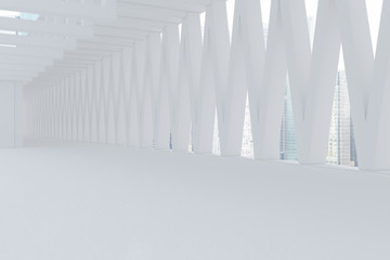 Empty white lobby with triangular pattern
