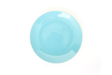 blue plate empty on white background