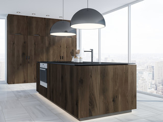 Dark wood loft kitchen corner