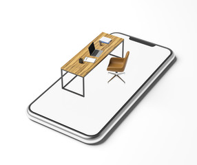 Manager office model on smartphone