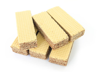 wafer chocolate dessert on white background