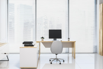 White pannel panoramic manager office interior
