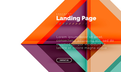 Square shape geometric abstract background, landing page web design template