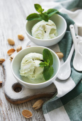 pistachio ice cream and mint