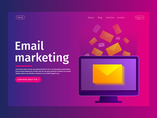 E-mail notification concept. Email marketing. Communication, information dissemination, sending email. Vector illustration design. Flat style. Eps10.