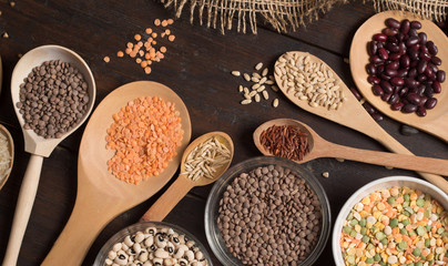 Cereals on wooden background
