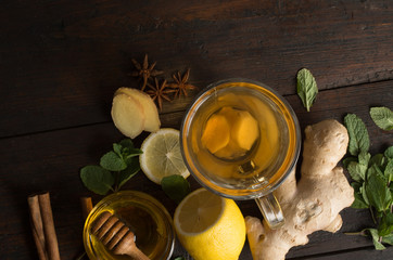 ginger tea with mint and lemon