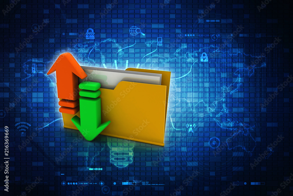 Poster 3d rendering folder with documents