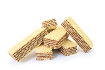 wafer chocolate dessert on white background
