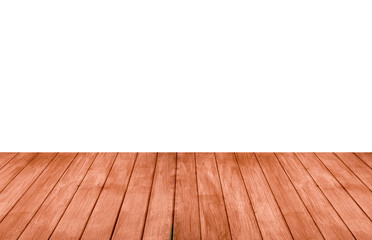 Empty brown wood floor isolated on white background. for montage of your product