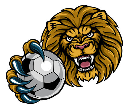 Lion Soccer Ball Sports Mascot