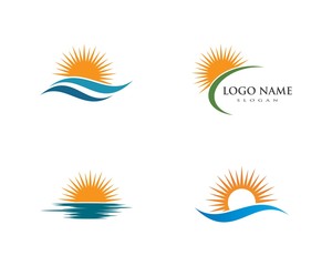 Obraz premium Water Wave symbol and icon Logo Template