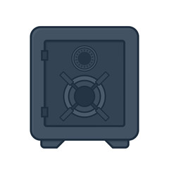 Bank safe isolated on white background in line art style. Vector flat illustration.