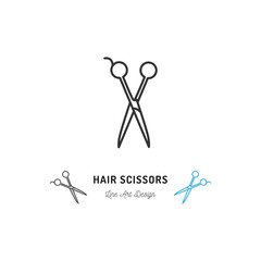 Hair scissors icon. Thin line art design, Vector outline illustration