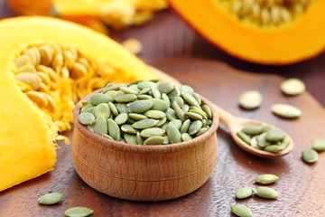 Pumpkin seeds in a bowl