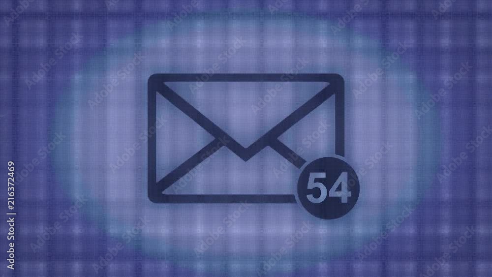 Poster animation of email envelope with auto counting number. message inbox, incoming messages or emails. e