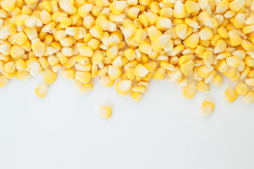 corn pile organic food nature frame border on white background