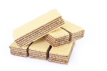 wafer chocolate dessert on white background