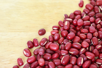 red bean seed vegetable nature frame border on wood background