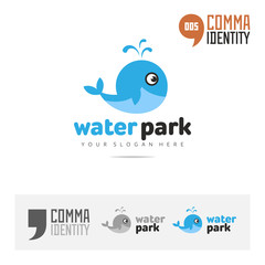 Water park pool business company logo template concept