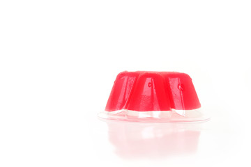 red gelatin dessert on white background