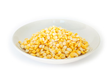 corn on white plate organic food nature background