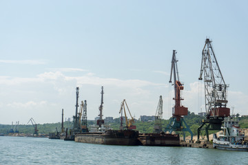 Fototapeta na wymiar The river port on the Volga River, the city of Ulyanovsk, Russia.