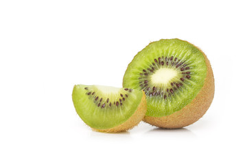 Fototapeta na wymiar kiwi fruit sliced vegetarian organic healthy nature on white background