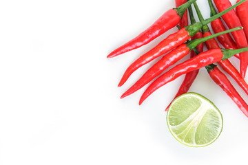 chili pepper red spicy lime vegetable on white background