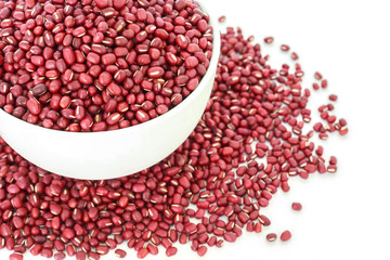 red bean seed vegetable on bowl nature on white background