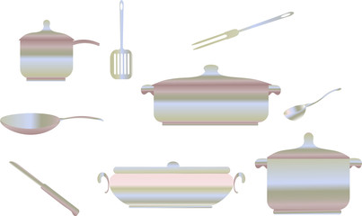 vector seamless pattern. kitchenwere, pots set.