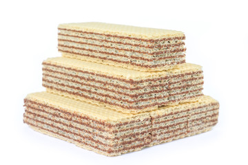 wafer chocolate dessert on white background