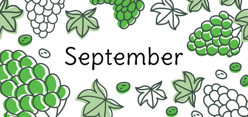 September grape vector. Hand drawn design. Doodle sketch. Fruit calendar