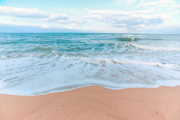 Fototapeta na wymiar Şile beach and coastline with huge waves at Black Sea