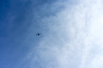Airplane on blue sky