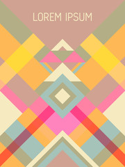 Cover page layout vector template geometric design with triangles and stripes pattern.