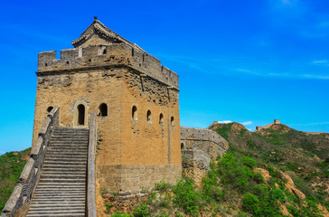 Fototapeta na wymiar Jinshanling, China - probably the most famous landmark in China, the Great Wall runs for about 9.000 km. Here in particular a view of the Jinshanling section 