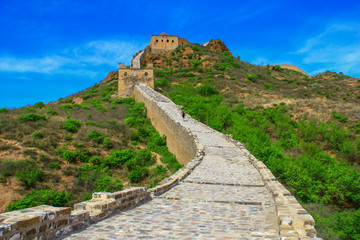 Fototapeta na wymiar Jinshanling, China - probably the most famous landmark in China, the Great Wall runs for about 9.000 km. Here in particular a view of the Jinshanling section 